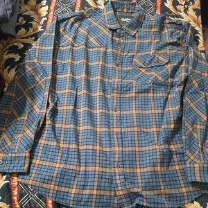 Howler Bros Men's Casual Plaid Shirt in Blue and Orange